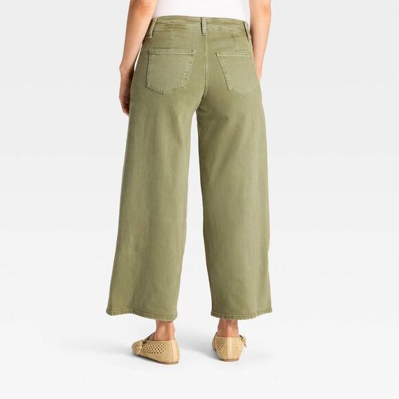 Under The Belly Sailor Wide Leg Maternity Jeans -  Olive Green - Picture 2 of 4